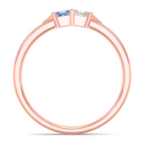 Timeless Romance Ring – 10K Rose Gold with Blue Topaz and Cubic Zirconia