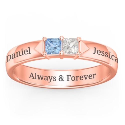 Timeless Romance Ring – 10K Rose Gold with Blue Topaz and Cubic Zirconia