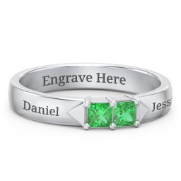 Timeless Romance Ring in 925 Sterling Silver with Emerald