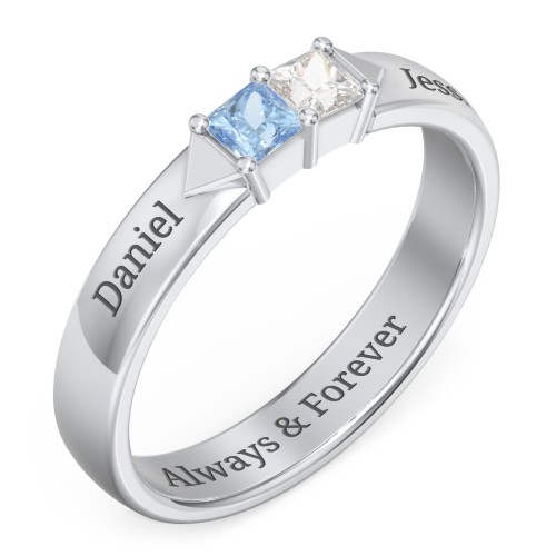 Timeless Romance Ring – Sterling Silver with Blue Topaz and Cubic Zirconia