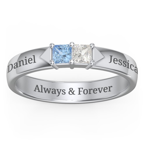 Timeless Romance Ring – Sterling Silver with Blue Topaz and Cubic Zirconia