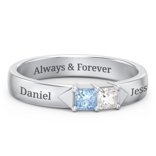 Timeless Romance Ring – Sterling Silver with Blue Topaz and Cubic Zirconia
