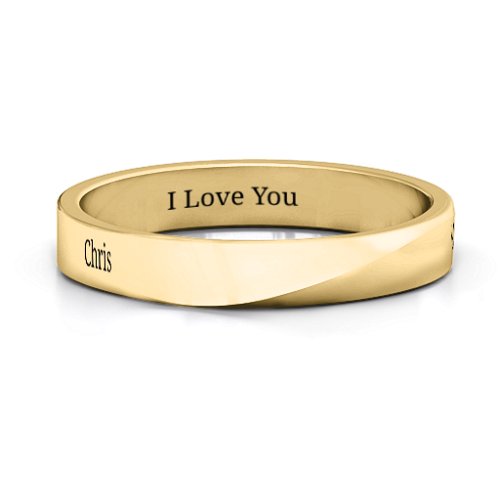 Women's Ridge Diagonal Peak Ring – 10K Yellow Gold