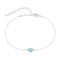Heart Anklet with Cold Enamel – Sterling Silver