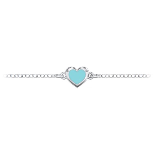 Heart Anklet with Cold Enamel – Sterling Silver