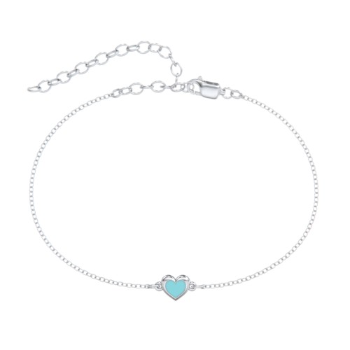 Heart Anklet with Cold Enamel – Sterling Silver