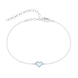Heart Anklet with Cold Enamel in 925 Sterling Silver
