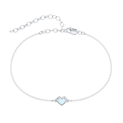 Heart Anklet with Cold Enamel – Sterling Silver