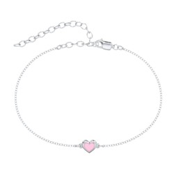 Heart Anklet with Cold Enamel in 925 Sterling Silver