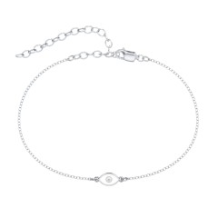 Evil Eye Anklet with Accent Stone and Cold Enamel – 18K Gold Plated Silver with White Premium Zirconia