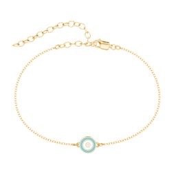 Round Evil Eye Anklet in 18K Gold Plated Silver with Lab Diamond