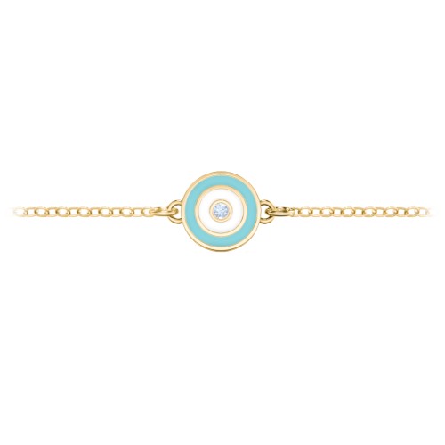 Round Evil Eye Anklet – 18K Gold Plated Silver with Fancy Blue Premium Zirconia