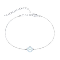 Round Evil Eye Anklet – 18K Gold Plated Silver with Mint Premium Zirconia