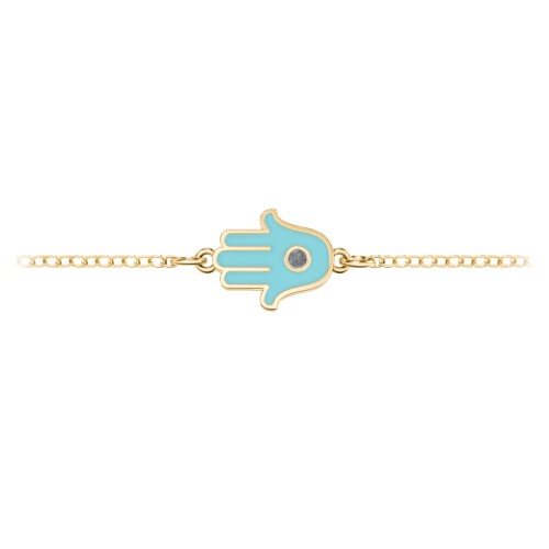 Hamsa Anklet with Accent Stone – 18K Gold Plated Silver with Black Premium Zirconia