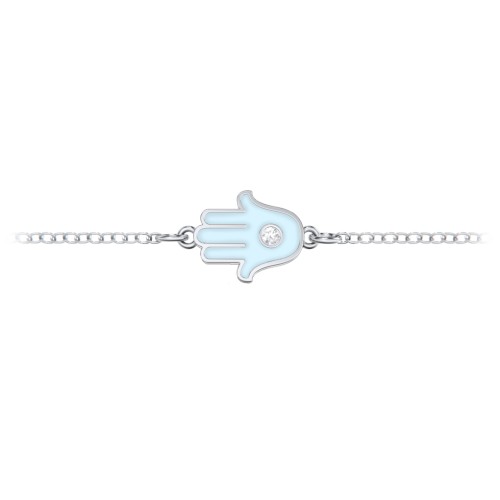 Hamsa Anklet with Accent Stone – Sterling Silver with White Premium Zirconia