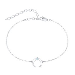 Crescent Horn Anklet with White Cold Enamel in 925 Sterling Silver
