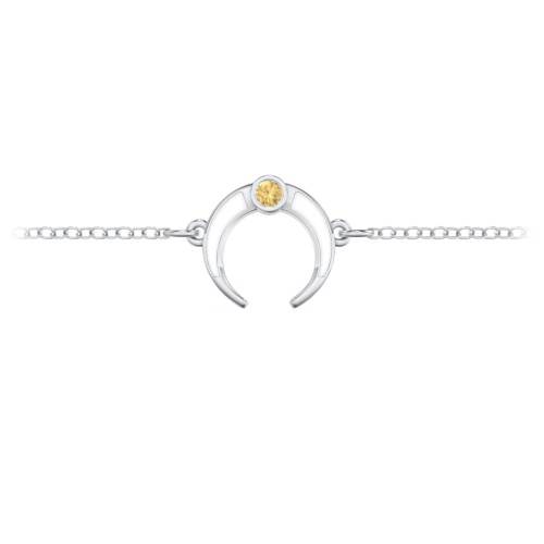 Crescent Horn Anklet with White Cold Enamel – Sterling Silver with Citrine