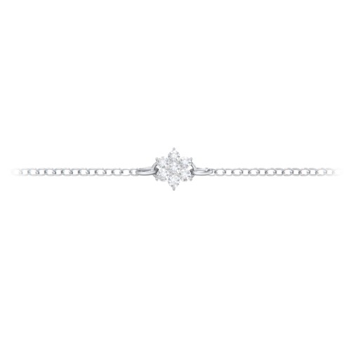 Flower Cluster Anklet – Sterling Silver with White Premium Zirconia