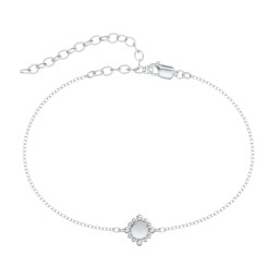 Round Anklet with Bead Detail in 925 Sterling Silver
