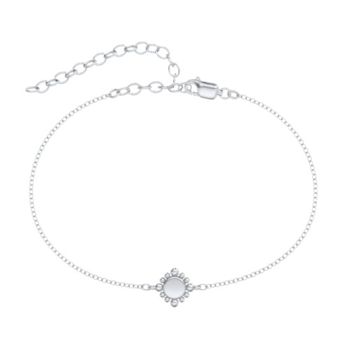 Round Anklet with Bead Detail – Sterling Silver