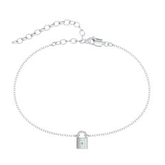 Padlock Anklet with Accent Stone