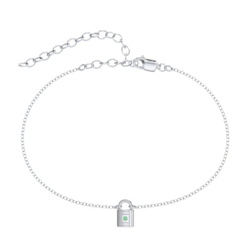 Padlock Anklet with Accent Stone