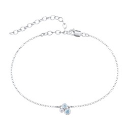 Cluster Bezel Set Stone Anklet in 925 Sterling Silver with Blue Topaz and White Premium Zirconia