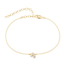 Cluster Bezel Set Stone Anklet in 18K Gold Plated Silver with Diamond