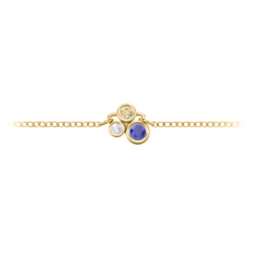 Cluster Bezel Set Stone Anklet – 18K Gold Plated Silver with Blue Sapphire, Citrine, and White Premium Zirconia