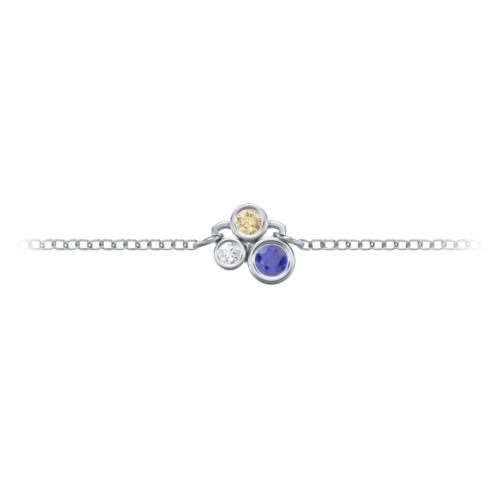 Cluster Bezel Set Stone Anklet – Sterling Silver with Blue Sapphire, Citrine, and White Premium Zirconia