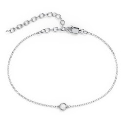Bezel-Set Round Stone Station Anklet in 925 Sterling Silver with Diamond, Ruby, Emerald, Pink Tourmaline, Blue Topaz, and Smokey Quartz