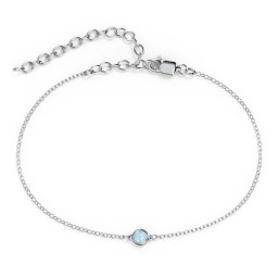 Bezel-Set Round Stone Station Anklet in 925 Sterling Silver
