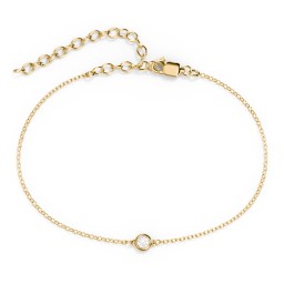 Bezel-Set Round Stone Station Anklet in 18K Gold Plated Silver with Diamond, Ruby, Emerald, Pink Tourmaline, Blue Topaz, and Smokey Quartz