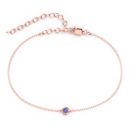 Bezel-Set Round Stone Station Anklet in 10K Solid Rose Gold with Blue Sapphire, Ruby, Emerald, Pink Tourmaline, Blue Topaz, and Smokey Quartz