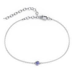 Bezel-Set Round Stone Station Anklet – 10K Yellow Gold with Blue Sapphire