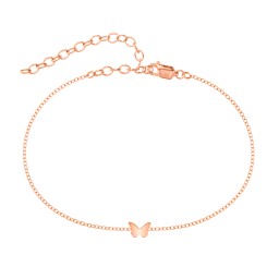 Butterfly Charm Anklet in 10K Solid Rose Gold