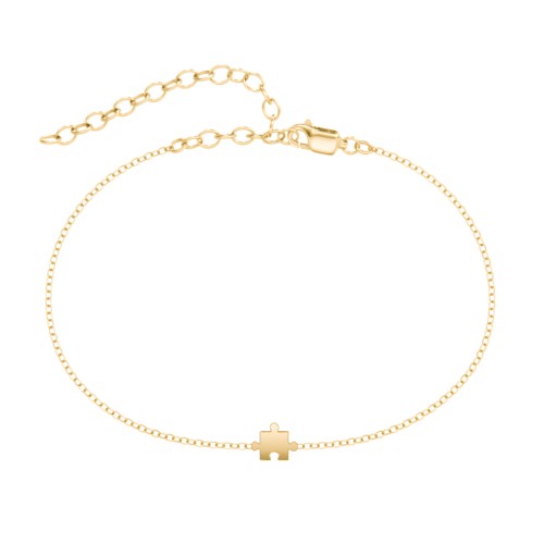 Jigsaw Puzzle Piece Anklet – 18K Gold Plated Silver