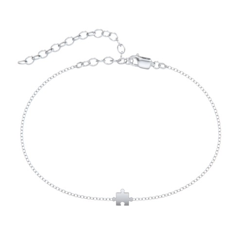 Jigsaw Puzzle Piece Anklet – Sterling Silver