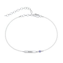 Petite Bar Anklet with Bezel Set Stone
