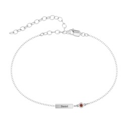 Petite Bar Anklet with Bezel Set Stone