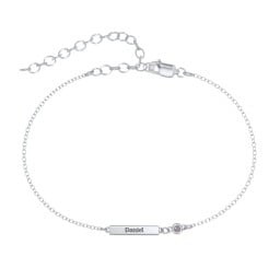 Petite Bar Anklet with Bezel Set Stone