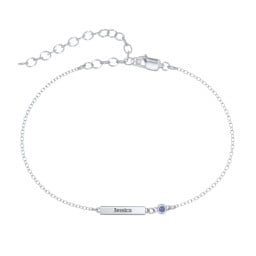 Petite Bar Anklet with Bezel Set Stone