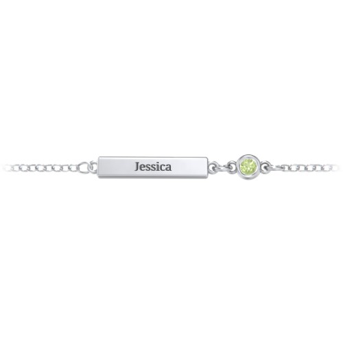 Petite Bar Anklet with Bezel Set Stone