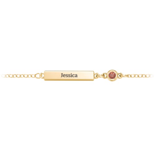 Petite Bar Anklet with Bezel Set Stone – 18K Gold Plated Silver with Garnet