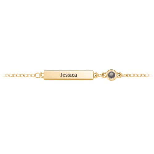 Petite Bar Anklet with Bezel Set Stone – 18K Gold Plated Silver with Smokey Quartz
