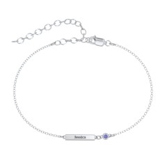 Petite Bar Anklet with Bezel Set Stone – 10K Yellow Gold with Blue Sapphire