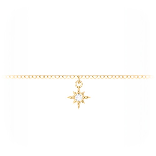 Starburst Charm Anklet – 18K Gold Plated Silver with Diamond