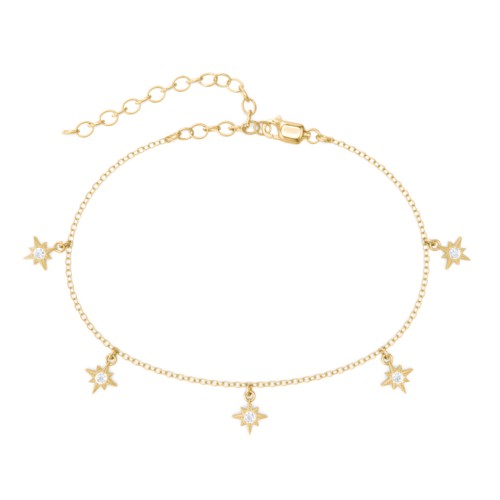 Starburst Charm Anklet – 18K Gold Plated Silver with Diamond