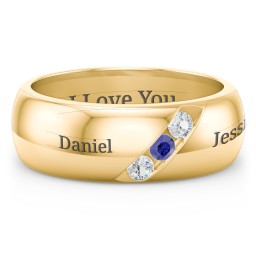 Men's Triple Stone Grooved Ring