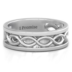 Titanium Steel Couple Rings Gold color Wave Pattern Wedding Infinity Ring  Men and Women Engagement Jewelry